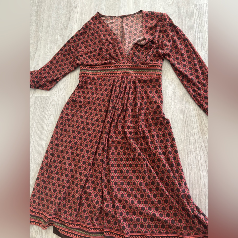 Orange Smocked Midi Sundress with Bishop Sleeves